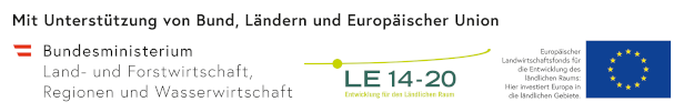 Logo: BMLRT und Europäischer Landwirtschaftsfond für die Entwicklung des ländlichen Raums.