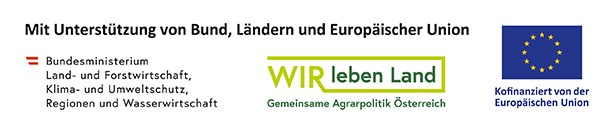 Logo: BMLRT und Europäischer Landwirtschaftsfond für die Entwicklung des ländlichen Raums.